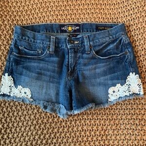 Lucky Brand Blue Denim Shorts with White Lace